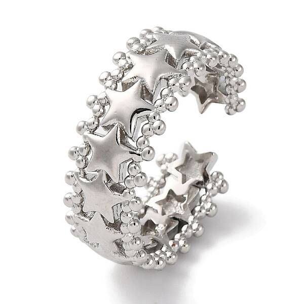 Rack Plating Star Brass Open Cuff Rings for Women