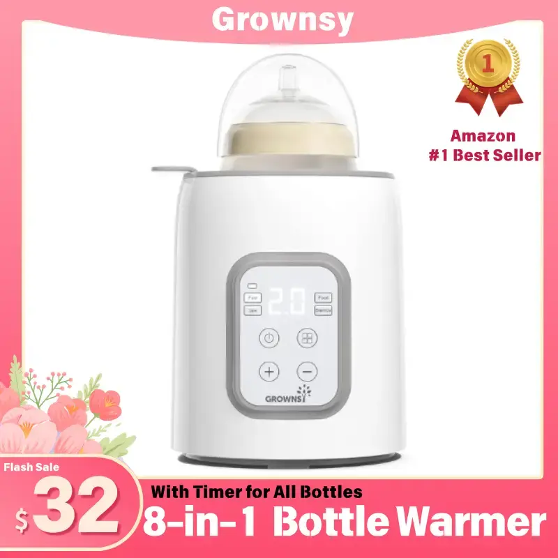 Grownsy 8-in-1 Baby Bottle Warmer with Timer, Fast Milk Warmer for Breastmilk or Formula, Accurate Temp Control, Fits All Bot...