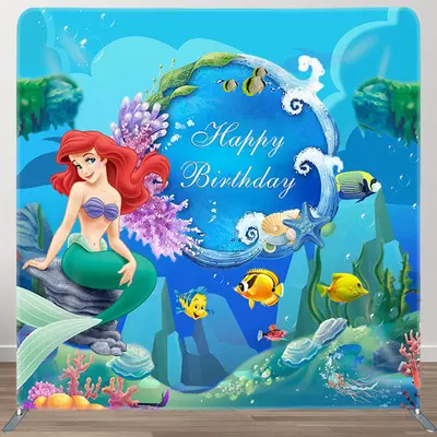 Under The Sea Mermaid Fabric Backdrop Cover for Birthday - Aperturee