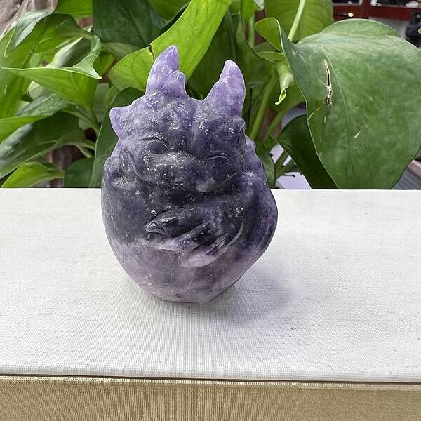 Natural Lepidolite Carved Healing Dragon Egg Figurines