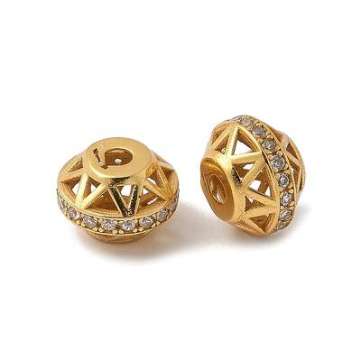 Matte Gold Color 925 Sterling Silver Micro Pave Cubic Zirconia Beads