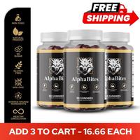 3 packs AlphaBites 7-in-1 Nitric Oxide Booster - Beet Root & L-Arginine Gummy for Blood Flow, Energy & Stamina Support | 100%...