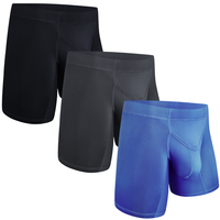 Real Men Nylon V-Fly Pouch Underwear 3 Pack, Black Grey Navy Athletic Compression Fabric Menswear Big Boxers Briefs Day Leave...
