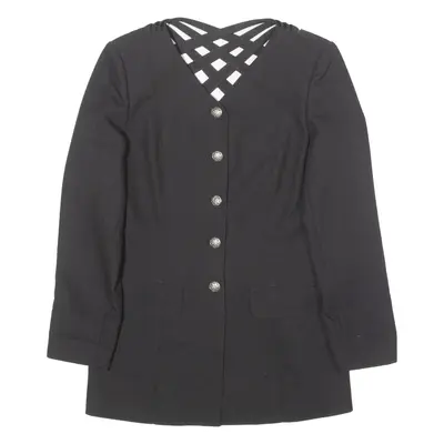 TOGETHER Womens Blazer Jacket Black 80s UK 8