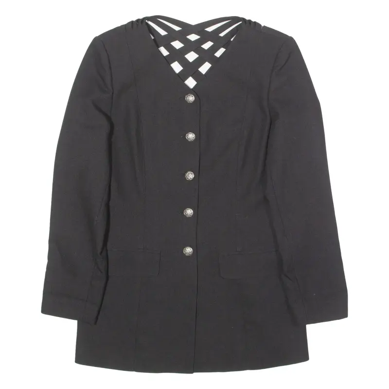 TOGETHER Womens Blazer Jacket Black 80s UK 8