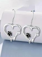 Cute Heart Shaped Paw & Bone Design Dangle Earrings, Fashion Jewelry for Women, Daily Clothing Decor, Trendy All-match & Exqu...