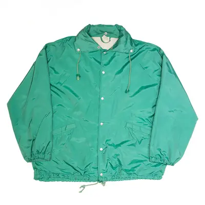 AUTHENTIC STYLE Green 90s Hooded Nylon Coach Jacket Mens L
