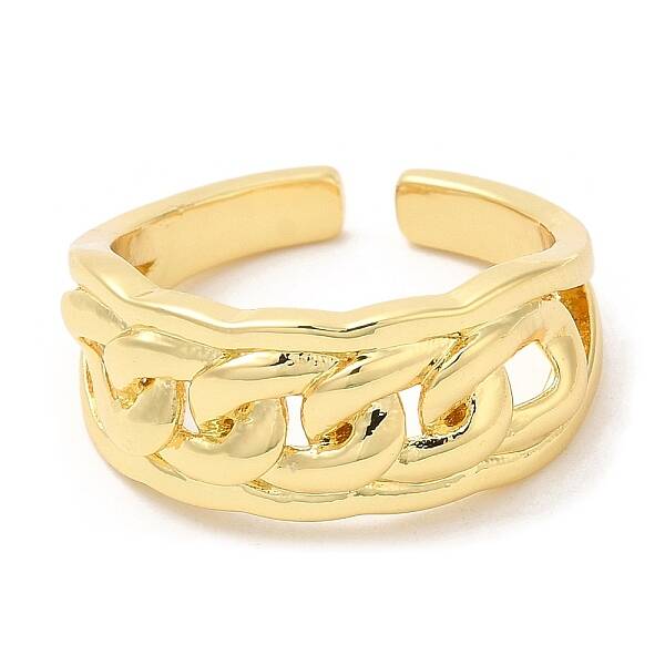 Rack Plating Brass Curb Chains Open Cuff Rings