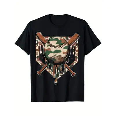 Baseball Drip For Boys Ice Cream Dripping Boys Baseball Camo T-Shirt