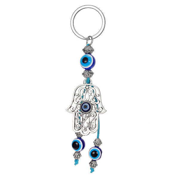 Alloy Hollow Hamsa Hand/Hand of Miriam Pendant Keychain
