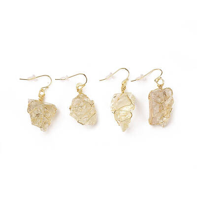 Natural Lemon Quartz Dangle Earrings