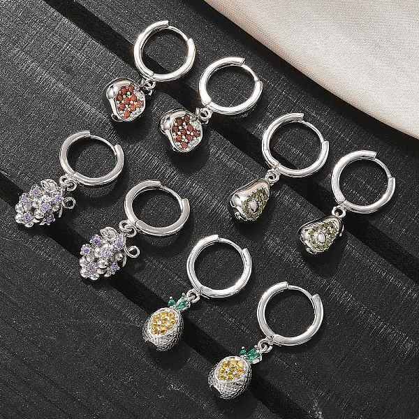 Brass Cubic Zirconia Hoop Earrings
