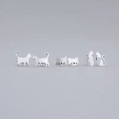 Cat Lovers Post Earrings - set of 3