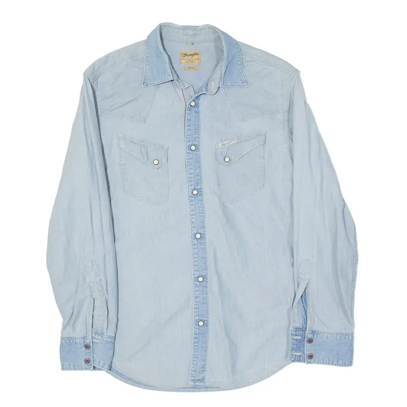 WRANGLER Slim Fit Denim Shirt Blue Long Sleeve Mens M