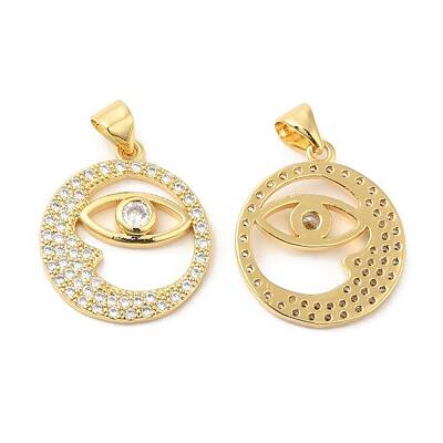Brass Micro Pave Clear Cubic Zirconia Pendants
