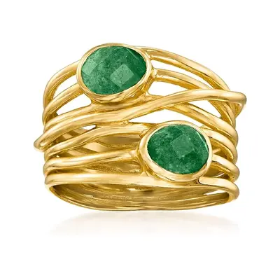 10K Gold 1.4 CT.T.W. Oval Cut Emerald Highway Band