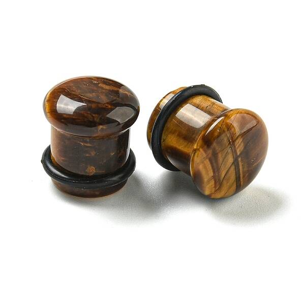 Natural Tiger Eye Ear Gauges Flesh Tunnels Plugs