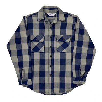 Made In Usa Dakota By Five Brothers Checked Flannel Shirt - Medium Blue Cotton Blend