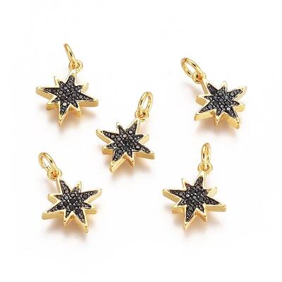 Brass Micro Pave Cubic Zirconia Charms