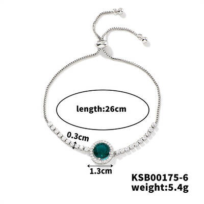 Adjustable Brass Rhinestone Link Slider Bracelets for Women