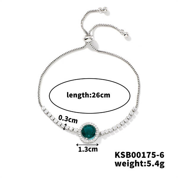 Adjustable Brass Rhinestone Link Slider Bracelets for Women