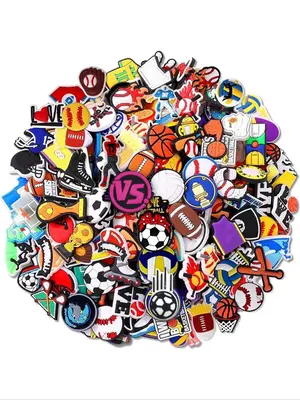 Random Print Sports Ball Theme Shoe Charm, 20pcs Cute Funny Shoe Decoration, Sports Assorted Varieties Shoe Decoration for Wo...