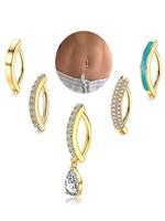 Elegant Artificial Zircon Decor Belly Button Rings, Water Drop Shaped Navel Rings, Exquisite Trendy Belly Piercing Jewelry f...