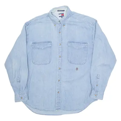 TOMMY HILFIGER Mens Denim Shirt Blue Long Sleeve L