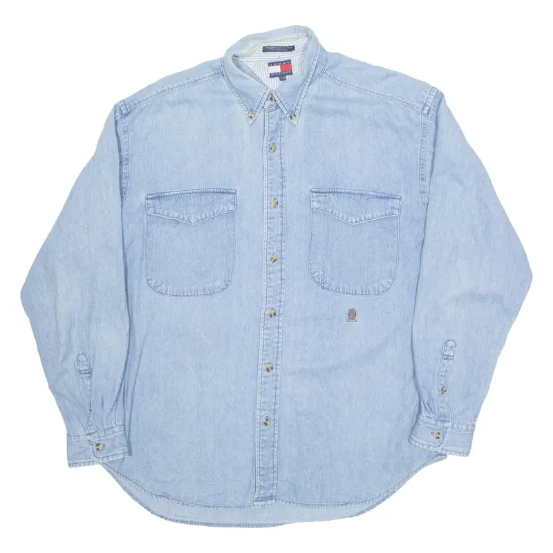 TOMMY HILFIGER Mens Denim Shirt Blue Long Sleeve L