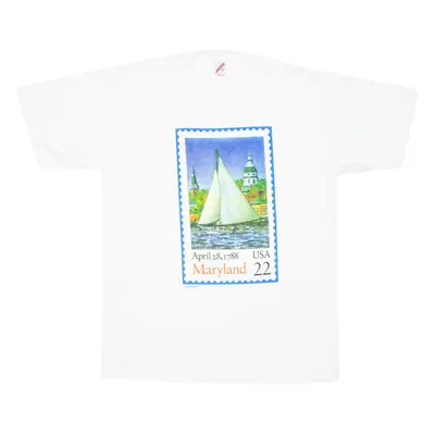 JERZEES Maryland Usa Mens T-Shirt White USA XL