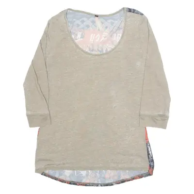 Womens Blouse Brown Long Sleeve Crazy Pattern M