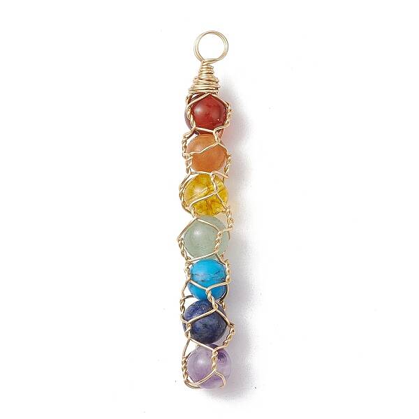 Chakra Gemstone Copper Wire Wrapped Big Pendants