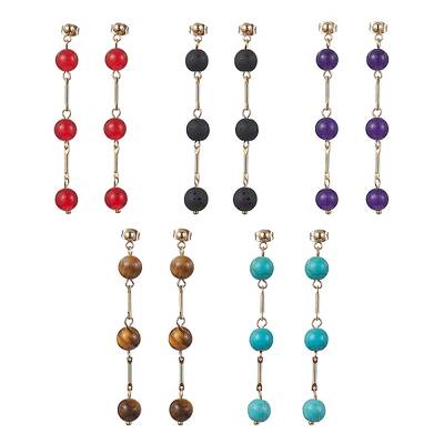 Natural & Synthetic Mixed Gemstone Dangle Stud Earrings