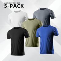 5 Pack Men's Summer Short-sleeved T-shirts, Spring Fashionable Crewneck Streetwear, Comfortable Quick-drying Breathable High ...