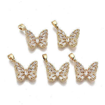 Brass Micro Pave Clear Cubic Zirconia Pendants