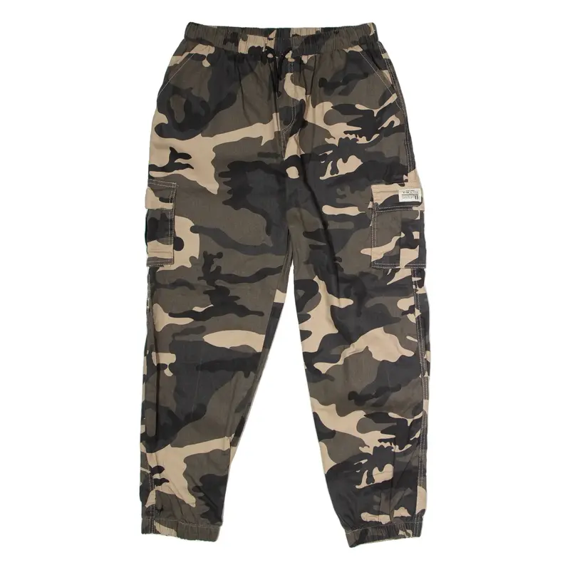 BOOMING FIRE Cuffed Camouflage Cargo Mens Trousers Brown Straight W30 L28