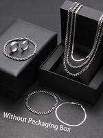 Men's Punk Style Stainless Steel Trendy Adjustable Chain Necklace & Ring & Bracelet, Streetwear Accessories for Party, Daily ...