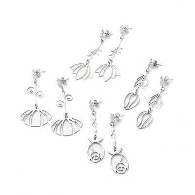 Non-Tarnish 304 Stainless Steel Flower Long Dangle Stud Earrings for Women