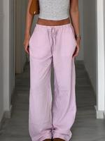 Women's Striped Print Drawstring Waist Wide Leg Pants, Loose Casual Comfy Baggy Trousers for Summer, Fashion Women's Bottoms ...