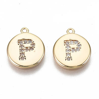 Brass Micro Pave Clear Cubic Zirconia Charms