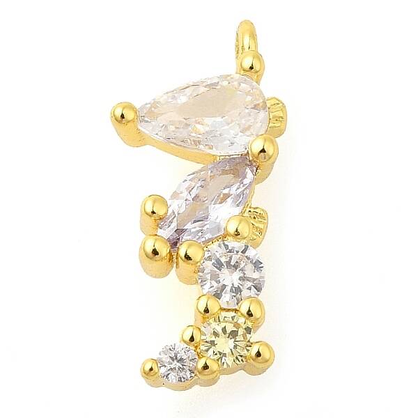 Rack Plating Brass Cubic Zirconia Charms