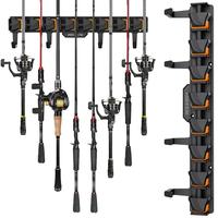 Hikeen Wall-Mounted Fishing Rod Holder Rack, Holds Up to 8 Rods or Combos, Includes 4 Hooks, Fits Rods with Diameter 3-24mm F...