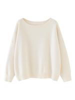 Women's Plain Scoop Neck Sweater, Casual Drop Shoulder Long Sleeve Jumper, Women Fall & Winter Knit Top