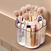 Clear Multi-grid Makeup Brush Storage Organizer for Vanity, Rotatable Cosmetic Organizer, Makeup Organizer, Vanity Desk Porta...