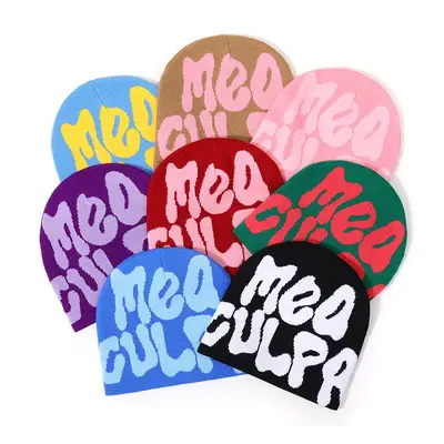 MEA Letter Knitted Hat Warm Beanie Hat Hip Hop Beanie Hat, Unisex Hat for Fall Streetwear Autumn Clothing, Outdoor Sports, Sk...