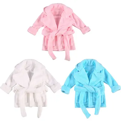 Unisex Baby Plush Bathrobe Plain Kimono Gown Newborn Toddler Girls Boys Towel Robe Nightwear Clothes