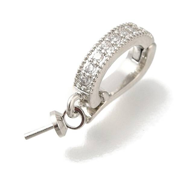 Brass Micro Pave Cubic Zirconia Cup Pearl Peg Bails Pin Pendants