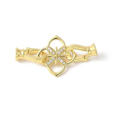 Brass Pave Clear Cubic Zirconia Fold Over Clasps