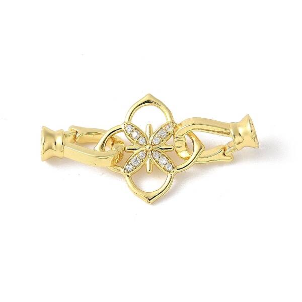 Brass Pave Clear Cubic Zirconia Fold Over Clasps