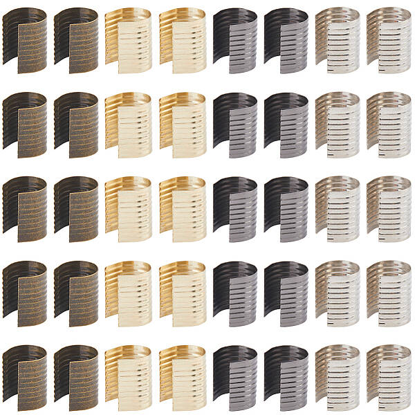 160Pcs 4 Colors Iron Fold Over Crimp Head Clips without Loop